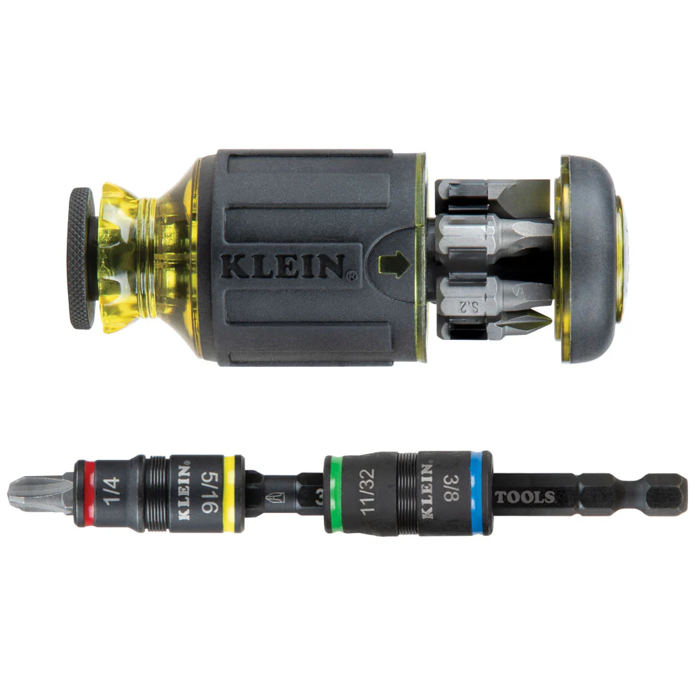 Klein Tools 12-in-1 Impact-Rated Stubby Driver Set with Flip Sockets