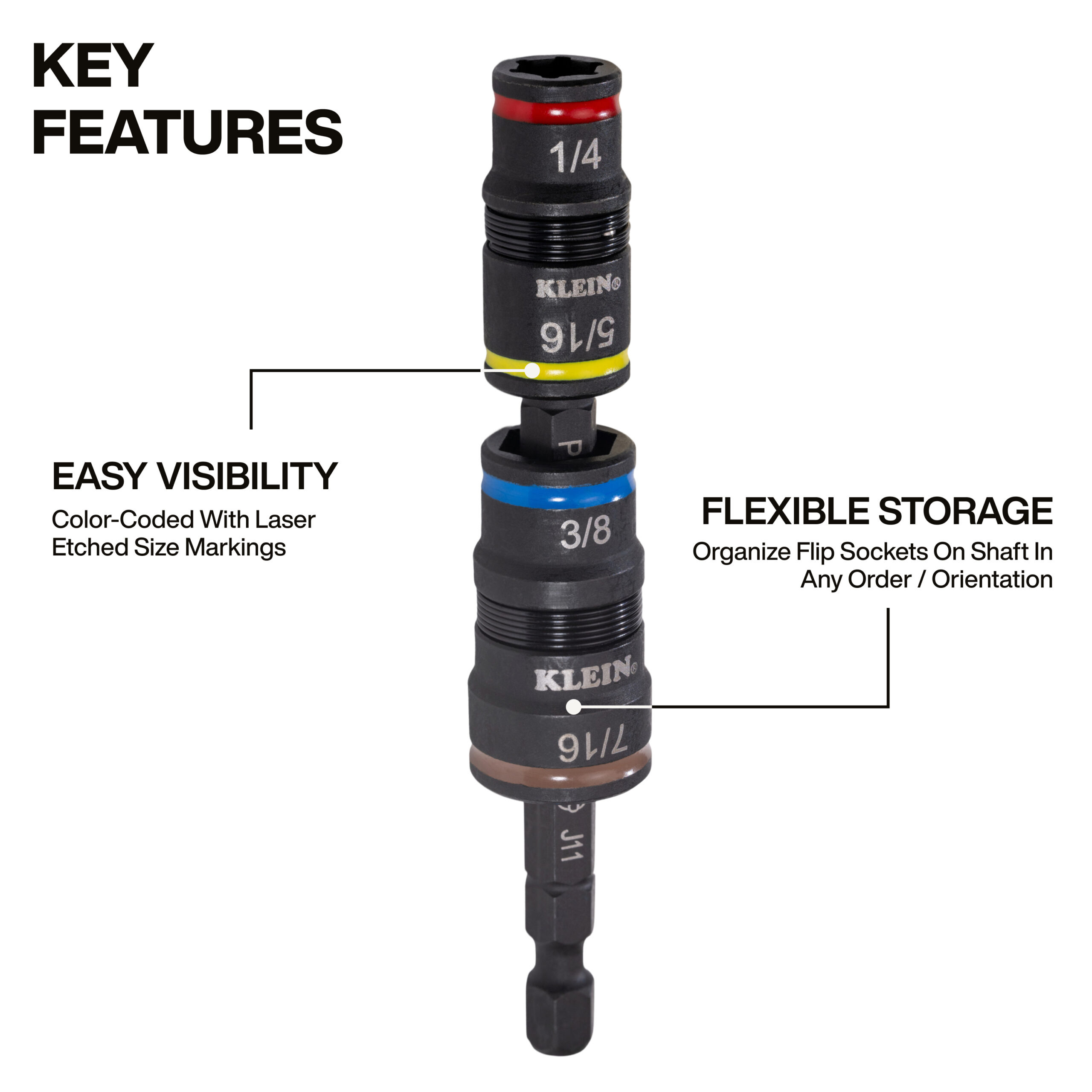 Klein Tools 5-in-1 Impact Rated Flip Socket Set, SAE - Image 5