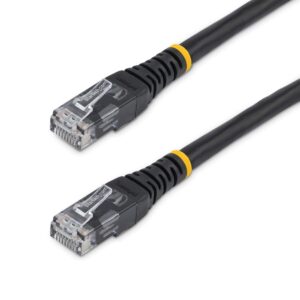 StarTech 15ft Black CAT6 Ethernet Cable - Molded CAT6 Patch Cord - PoE++ Gigabit Network Cable - M/M