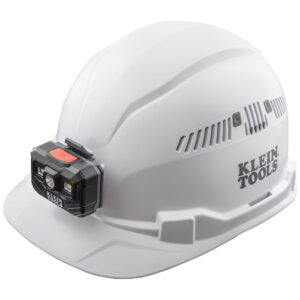Klein Tools Hard Hat, Vented, Cap Style with Rechargeable Headlamp, White