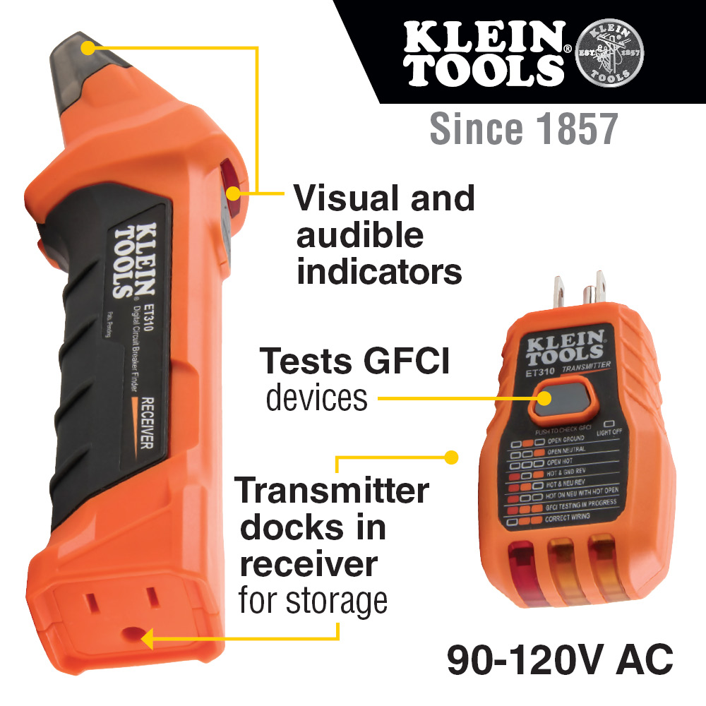Klein Tools Digital Circuit Breaker Finder with GFCI Outlet Tester - Image 11