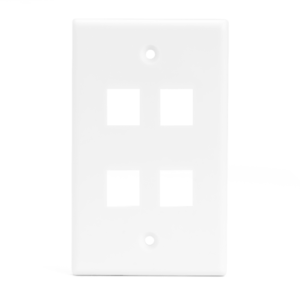 4 Port Keystone Wall Plate for RJ45 RJ11 RJ12 RCA F-Type Jack - White - TL WPLATEKEY4
