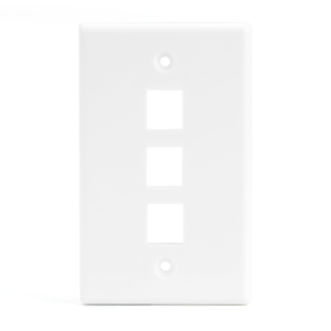 3 Port Keystone Wall Plate for RJ45 RJ11 RJ12 RCA F-Type Jack - White - TL WPLATEKEY3