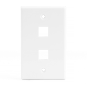 2 Port Keystone Wall Plate for RJ45 RJ11 RJ12 RCA F-Type Jack - White - TL WPLATEKEY2